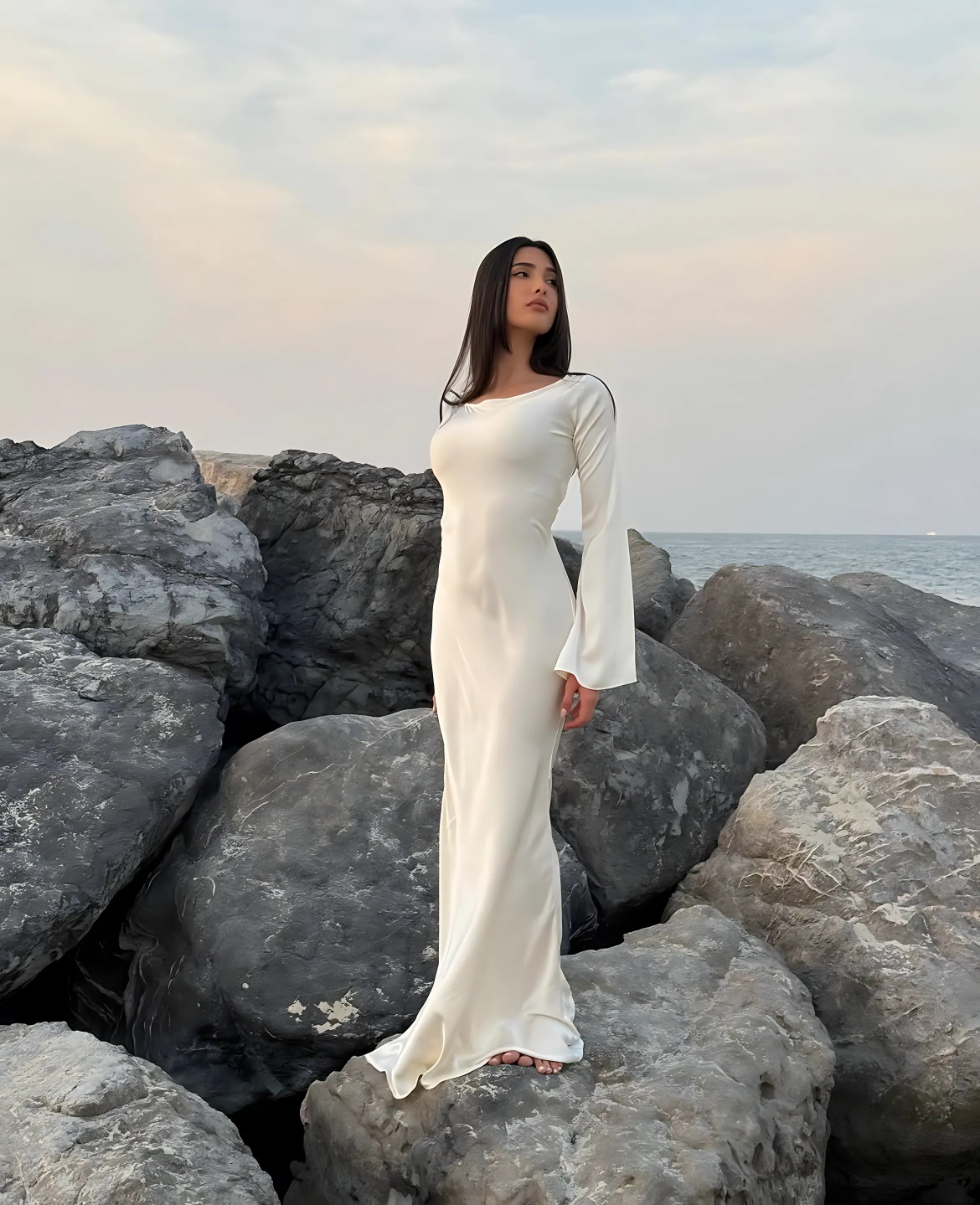 Silk & Shape Dress - white