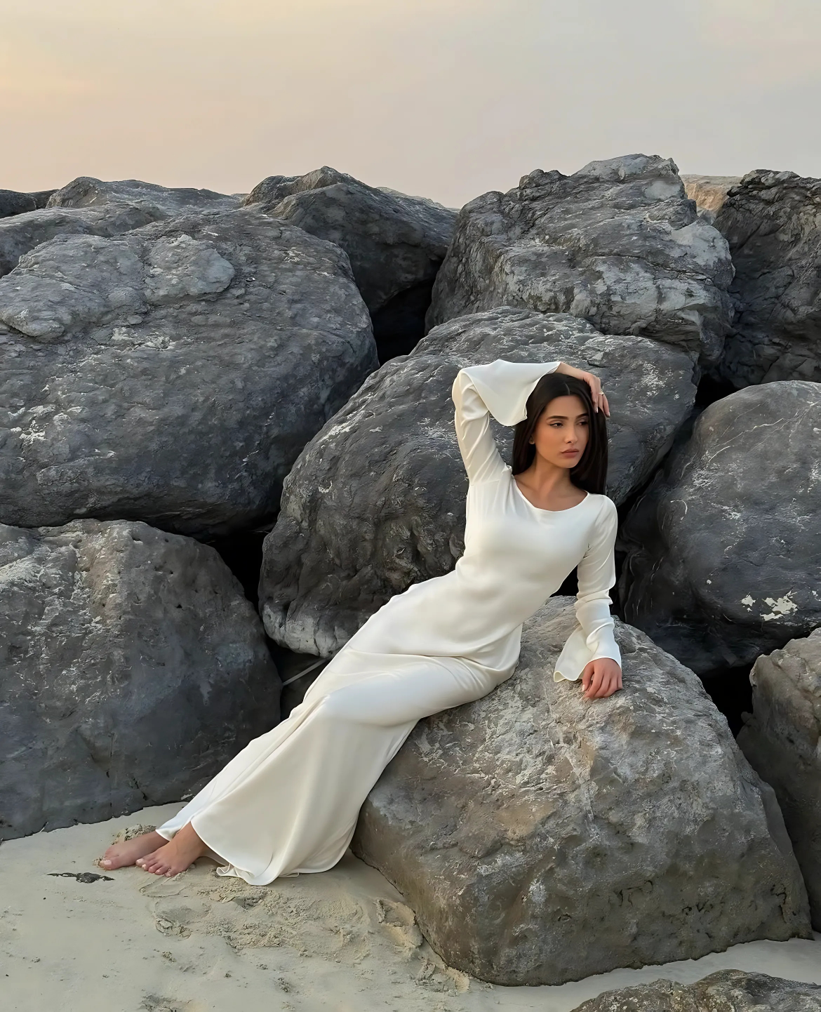 Silk & Shape Dress - white