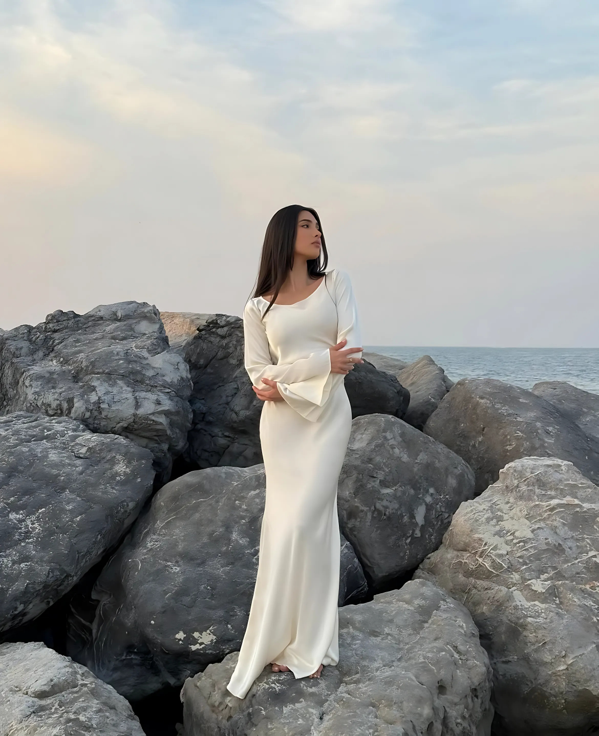 Silk & Shape Dress - white