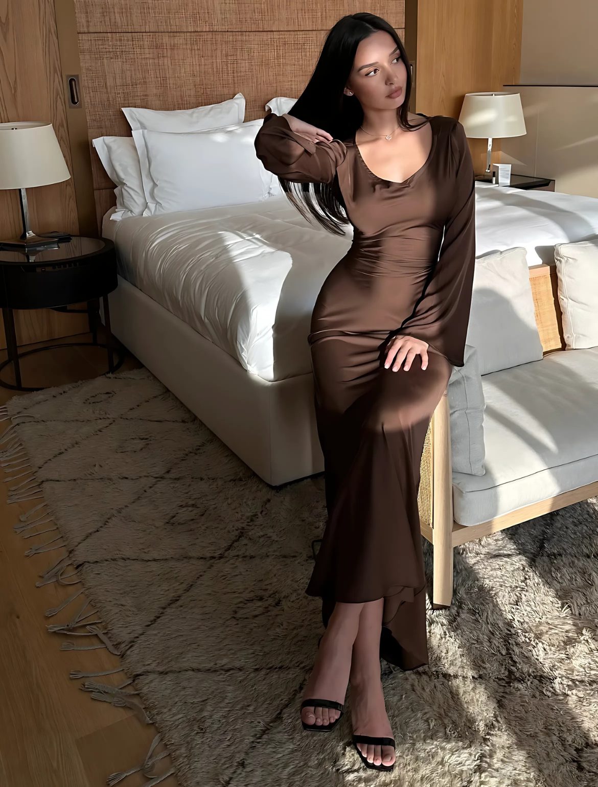 Silk & Shape Dress - brown